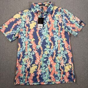 Bad Birdie Core Performance Golf Polo Men's Medium Blue Lei'd Up Short Sleeve